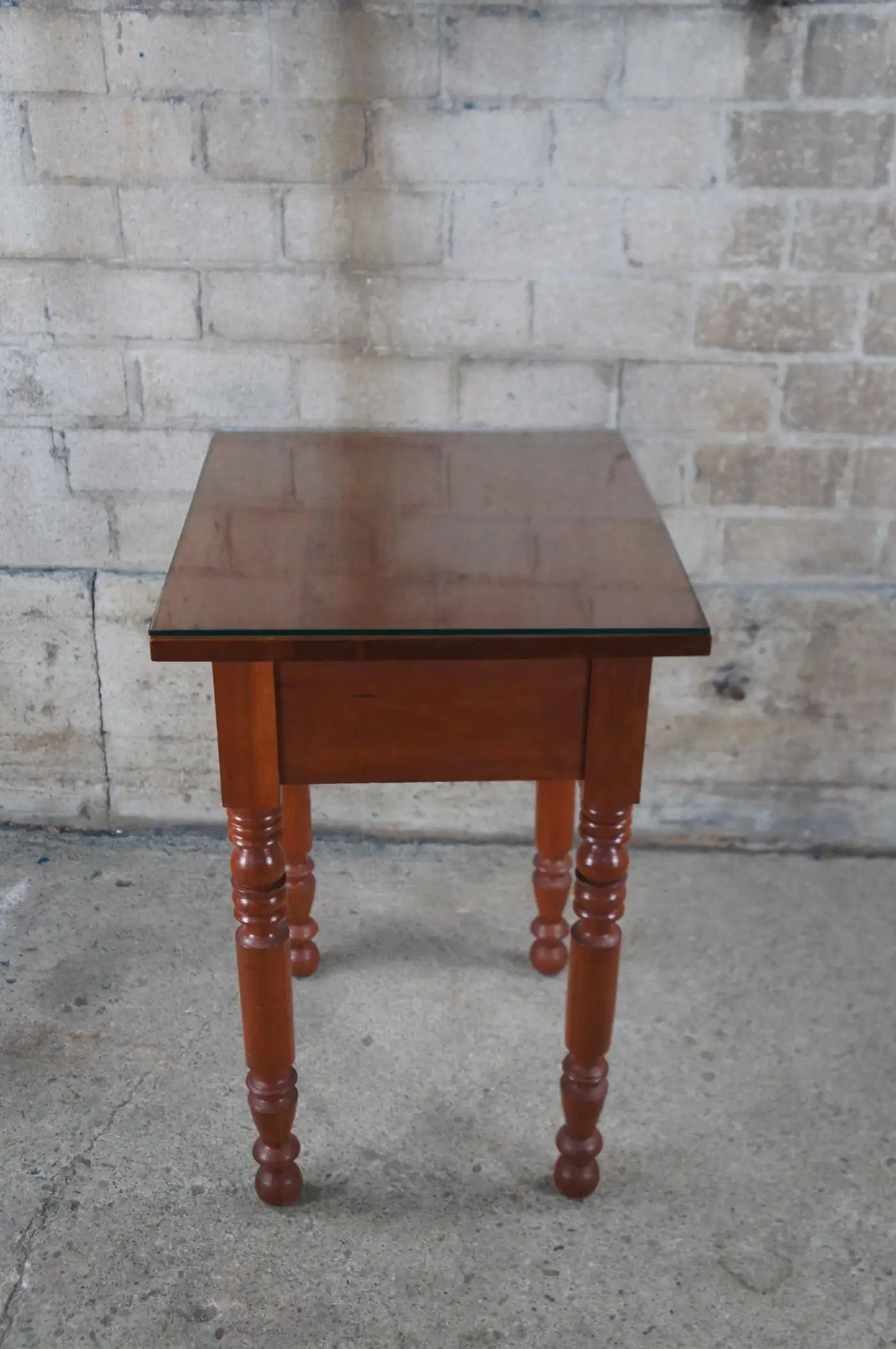 Antique Primitive Early American Cherry Side Accent Table Nightstand 30"