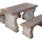 Stone table and benches set on a white background