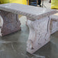 Heavy Italian Granite Carved Outdoor Picnic Dining Table & Benches – 50"