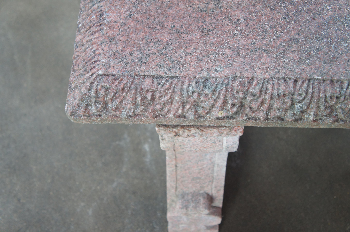 Heavy Italian Granite Carved Outdoor Picnic Dining Table & Benches – 50"