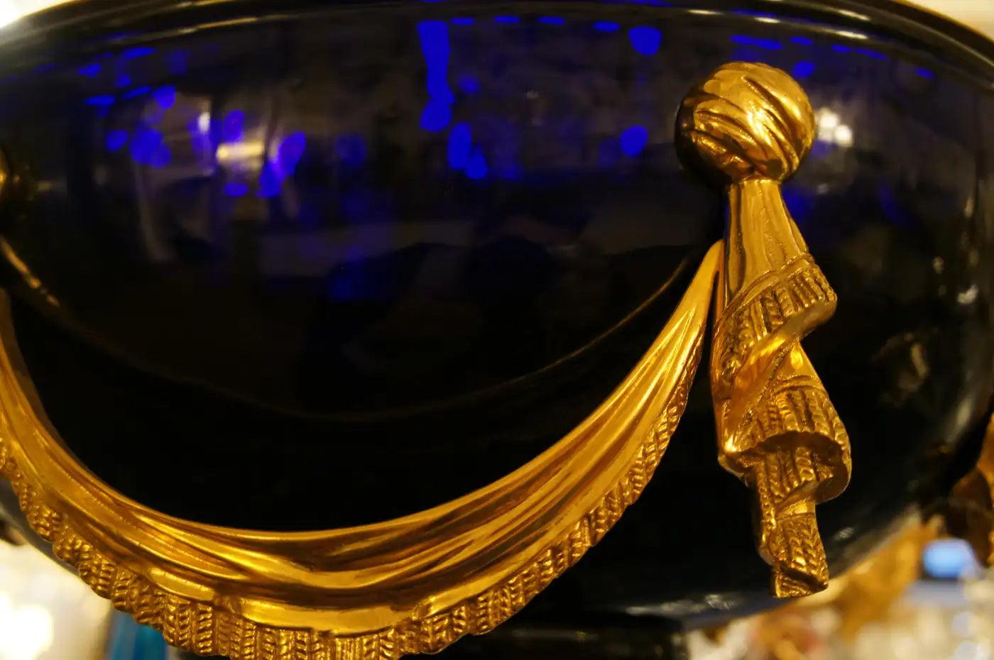 Louis XVI Style Gilt Bronze and Blue Crystal Bowl