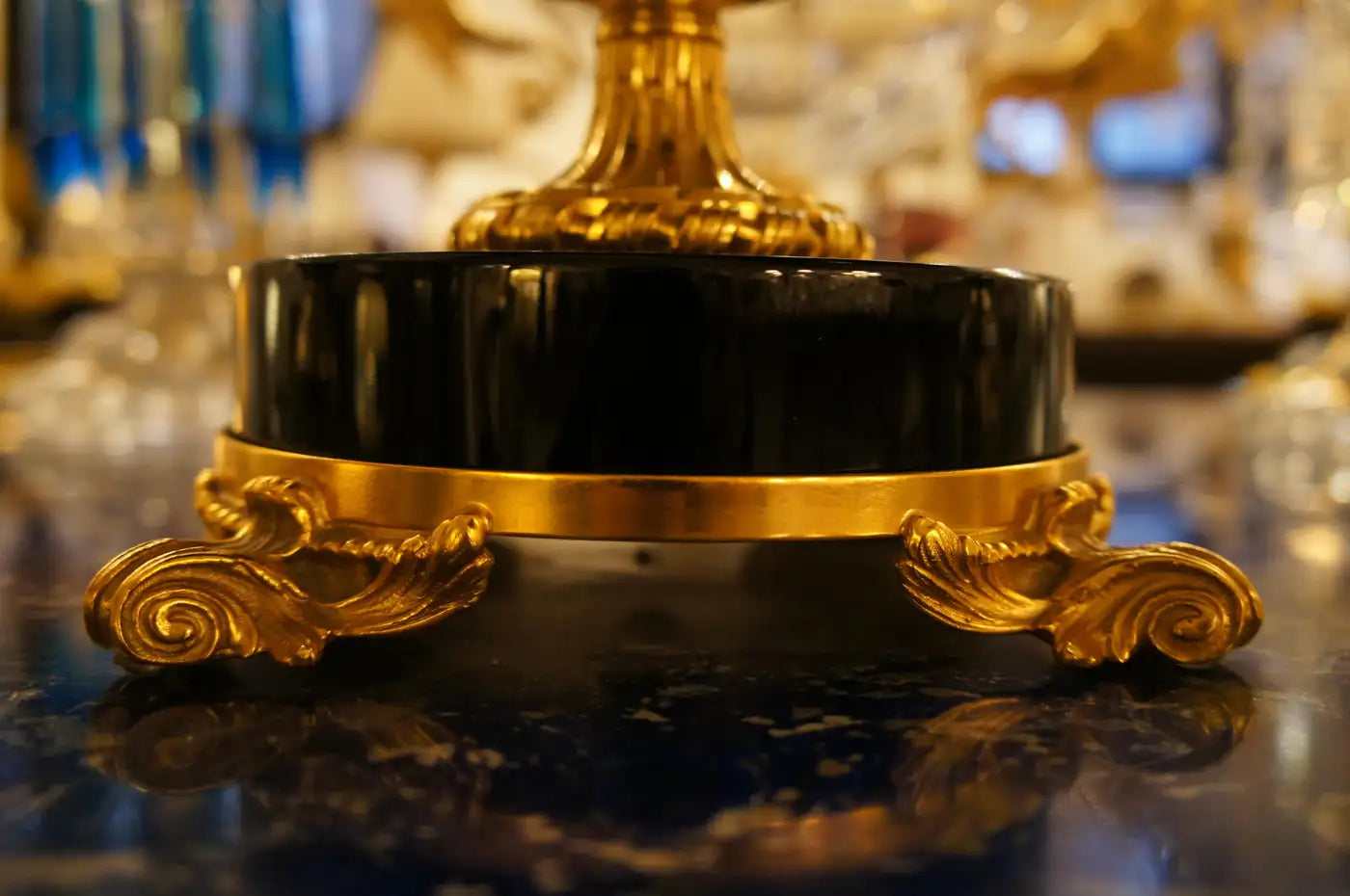 Louis XVI Style Gilt Bronze and Blue Crystal Bowl