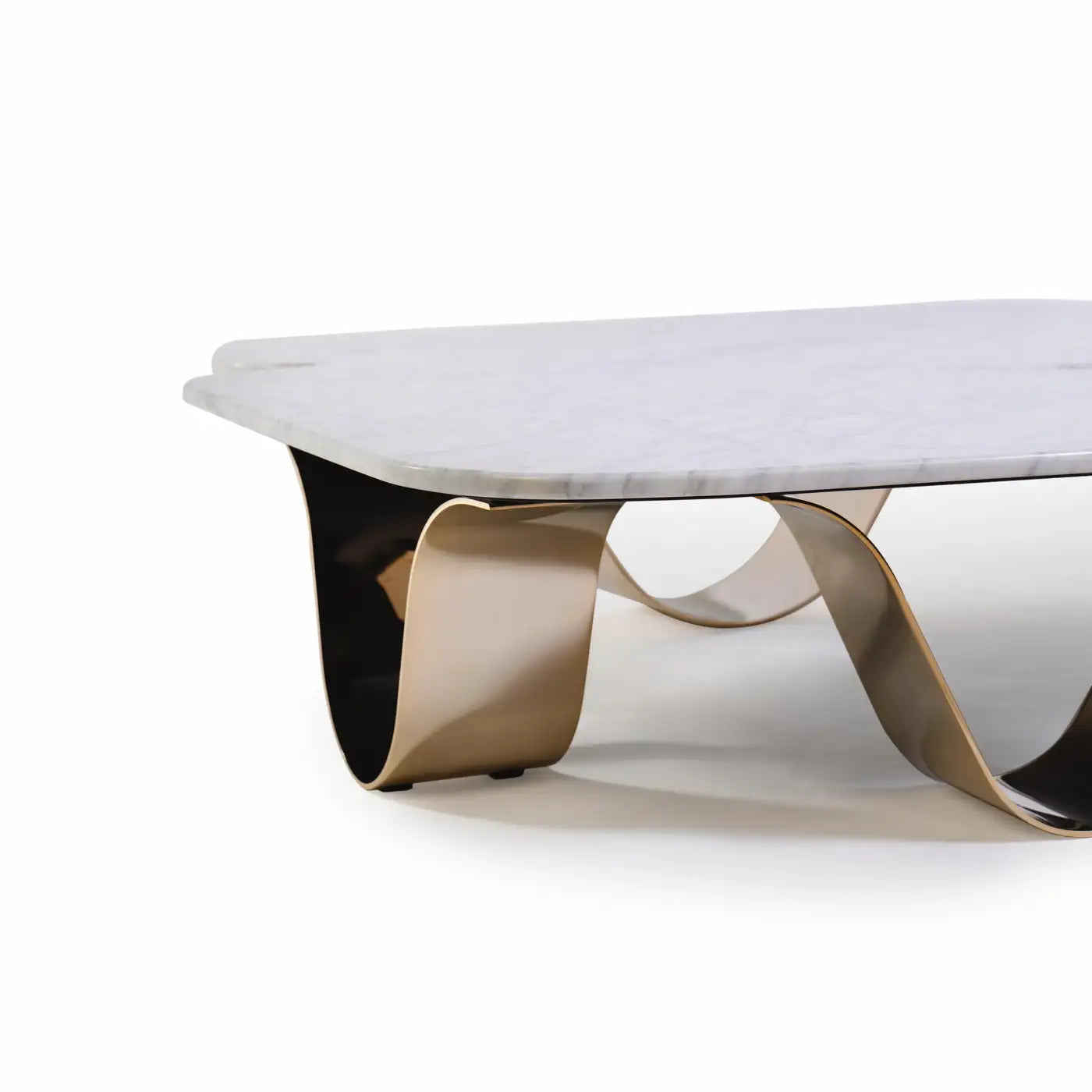 Patio Coffee Table Featuring Gold Plating and Irregular Carrara Marble Top