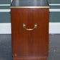 Military Campaign Wood Bedside Nightstand End Table Green Leather Top