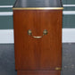 Military Campaign Wood Bedside Nightstand End Table Green Leather Top