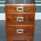 Military Campaign Wood Bedside Nightstand End Table Green Leather Top