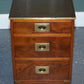 Military Campaign Wood Bedside Nightstand End Table Green Leather Top