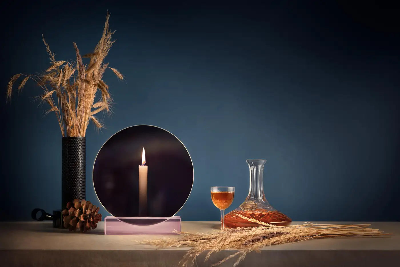 Mirror Candle Holder "Spegla Pink Edition" Glass with Half Transparent Mirror