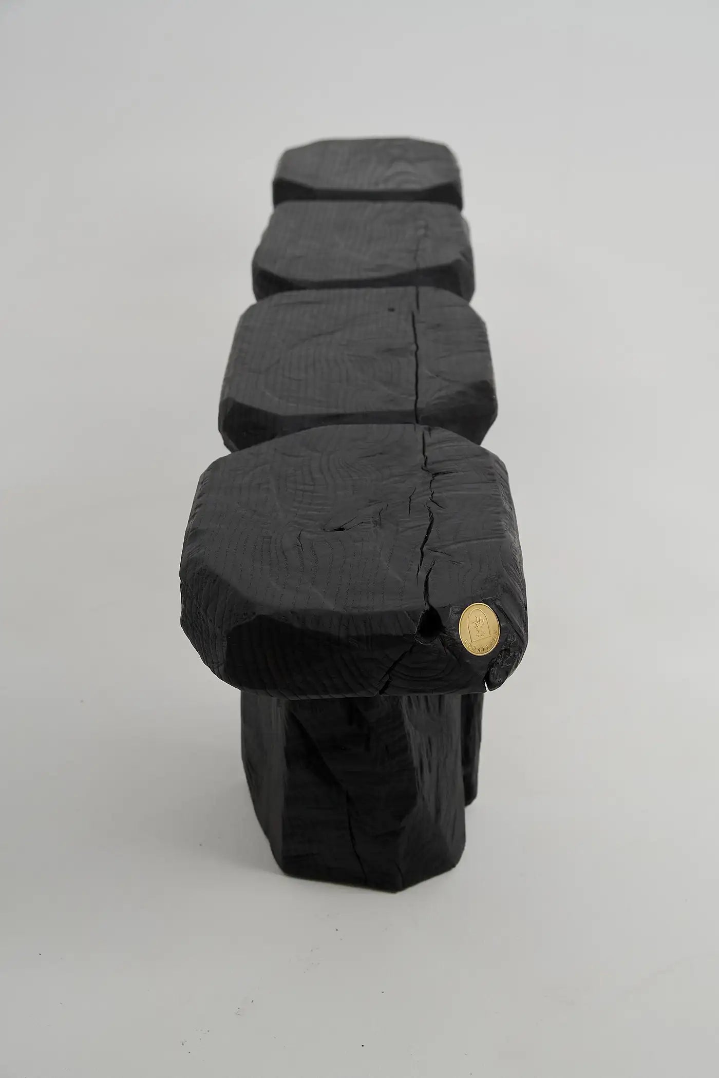 Black Burnt Oak Brutalist Bench Indoor & Outdoor by Logniture