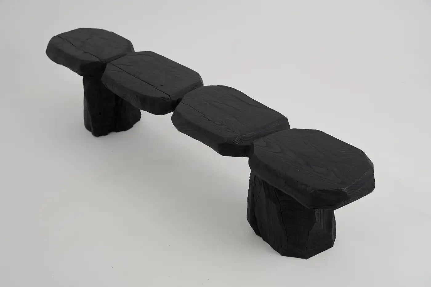 Black Burnt Oak Brutalist Bench Indoor & Outdoor by Logniture