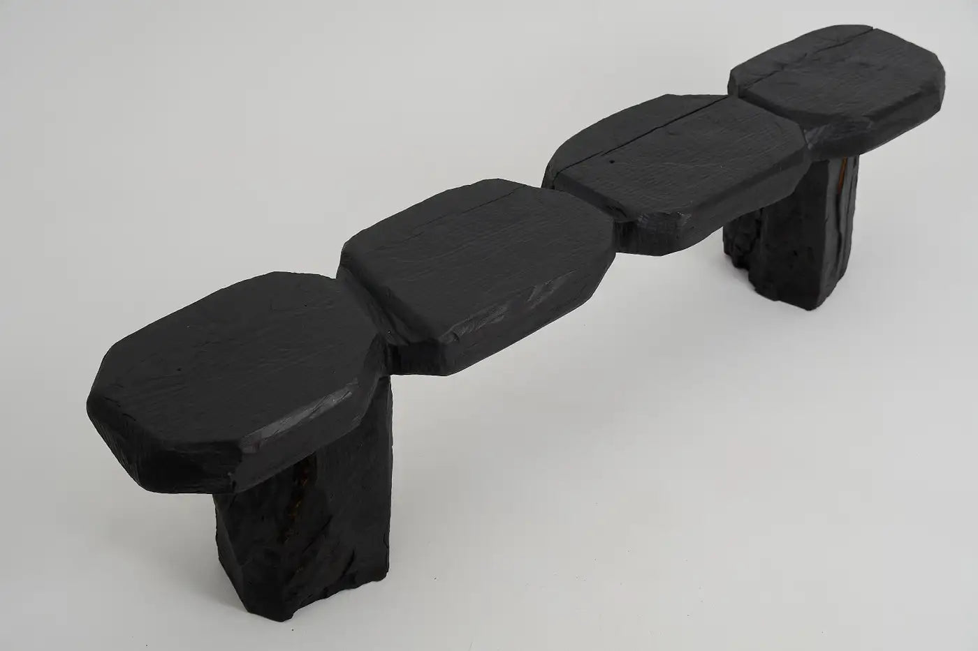 Black Burnt Oak Brutalist Bench Indoor & Outdoor by Logniture