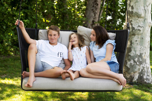 Outdoor Swinging Sofa with Customizable Rope and Fabric Colors – Two Seater