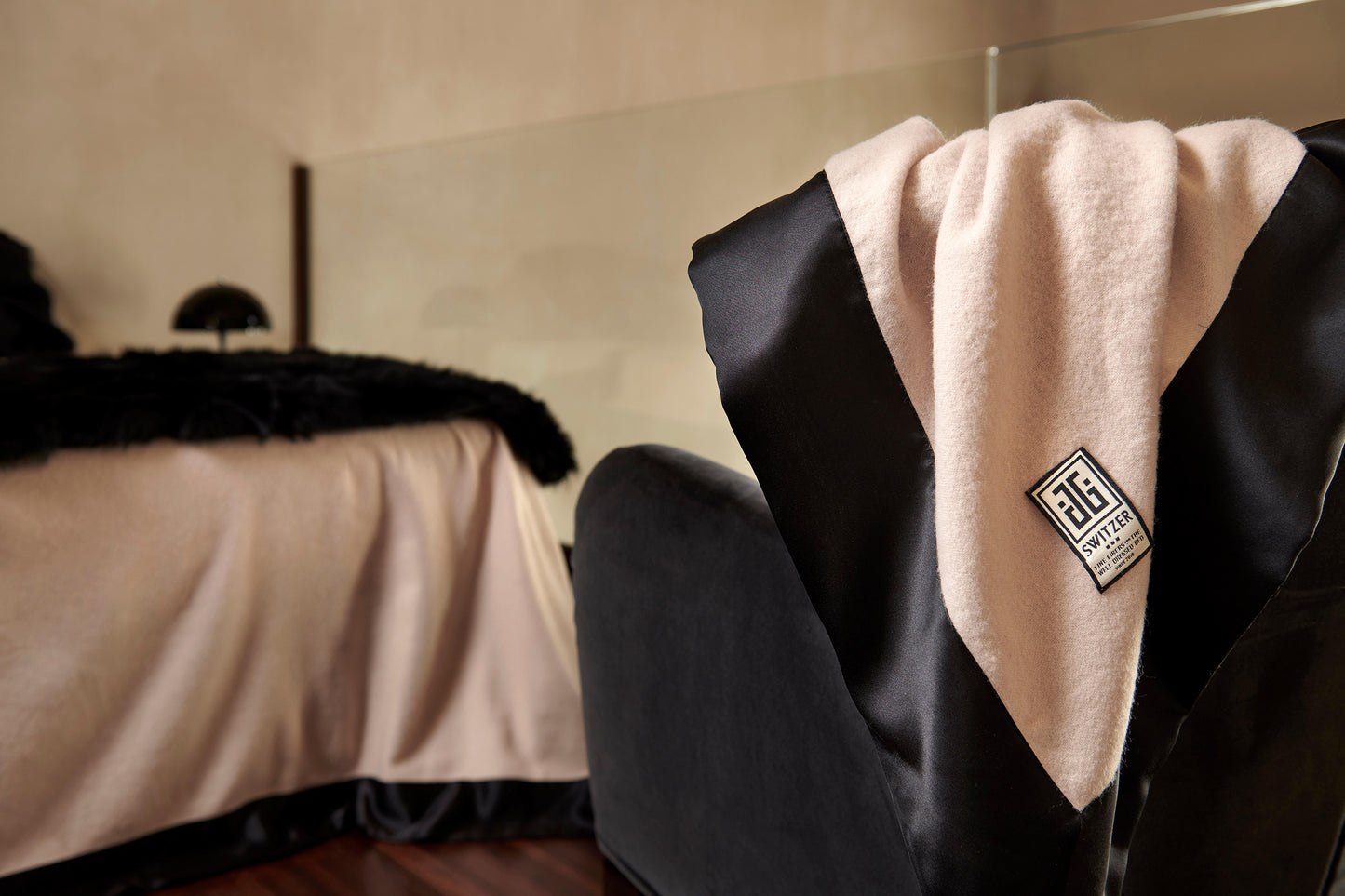 Camille Luxury Lambswool & Cashmere Blanket with Real Fur