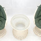 Set of 2 Egg Shape Fiberglass Spun Outdoor Lounge Chairs with Woodard Glass-Top Coffee Table