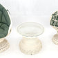 Set of 2 Egg Shape Fiberglass Spun Outdoor Lounge Chairs with Woodard Glass-Top Coffee Table