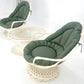 Set of 2 Egg Shape Fiberglass Spun Outdoor Lounge Chairs with Woodard Glass-Top Coffee Table