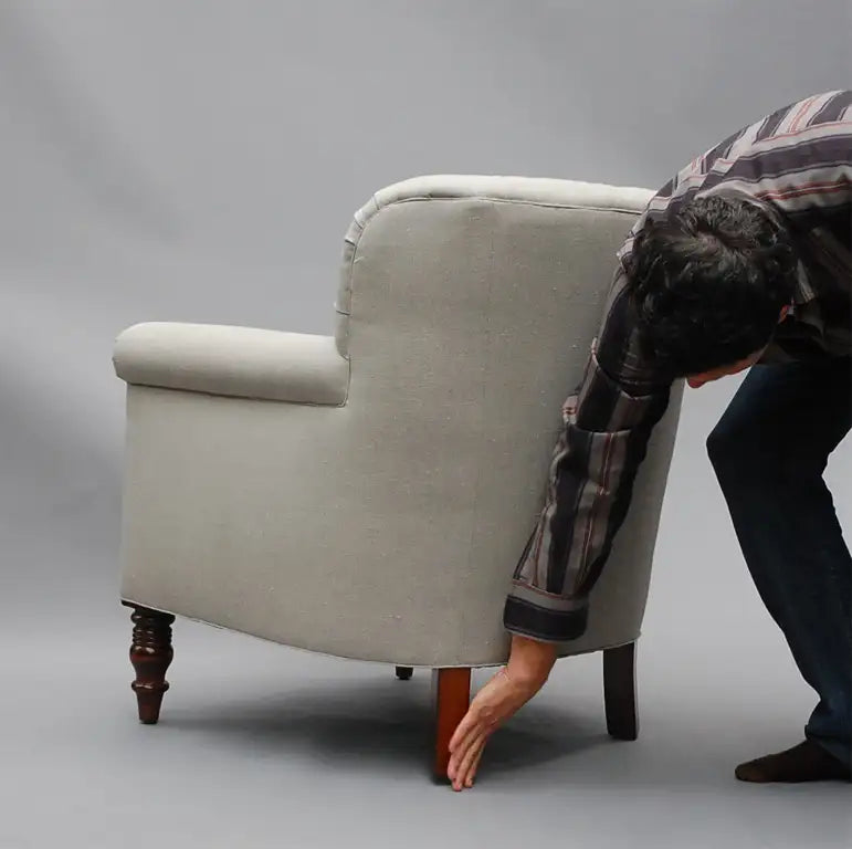 Geffrey Arm Chair Upholstered in Belgian Linen or Custom Fabric