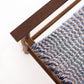 Handcrafted Solid Wood Hammock Chair with Blue & Pale Pink Woven Detailing