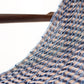 Handcrafted Solid Wood Hammock Chair with Blue & Pale Pink Woven Detailing