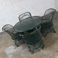 Fiberglass Forest Green Outdoor Dining Table & 4 Armchairs on Casters