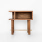 Wooden side table with a shelf on a white background