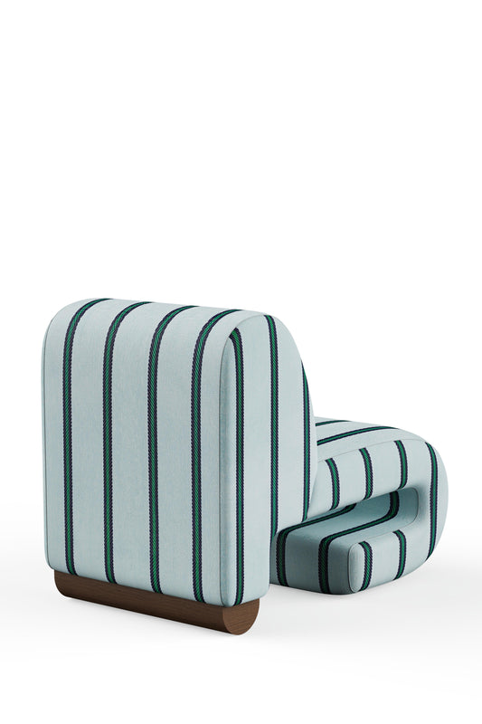Striped armchair with a white background
