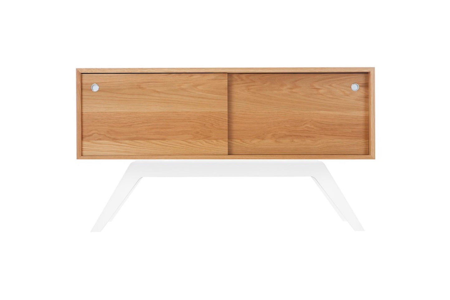 Wooden cabinet with sliding doors on a white background