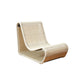 Beige wicker lounge chair on a white background
