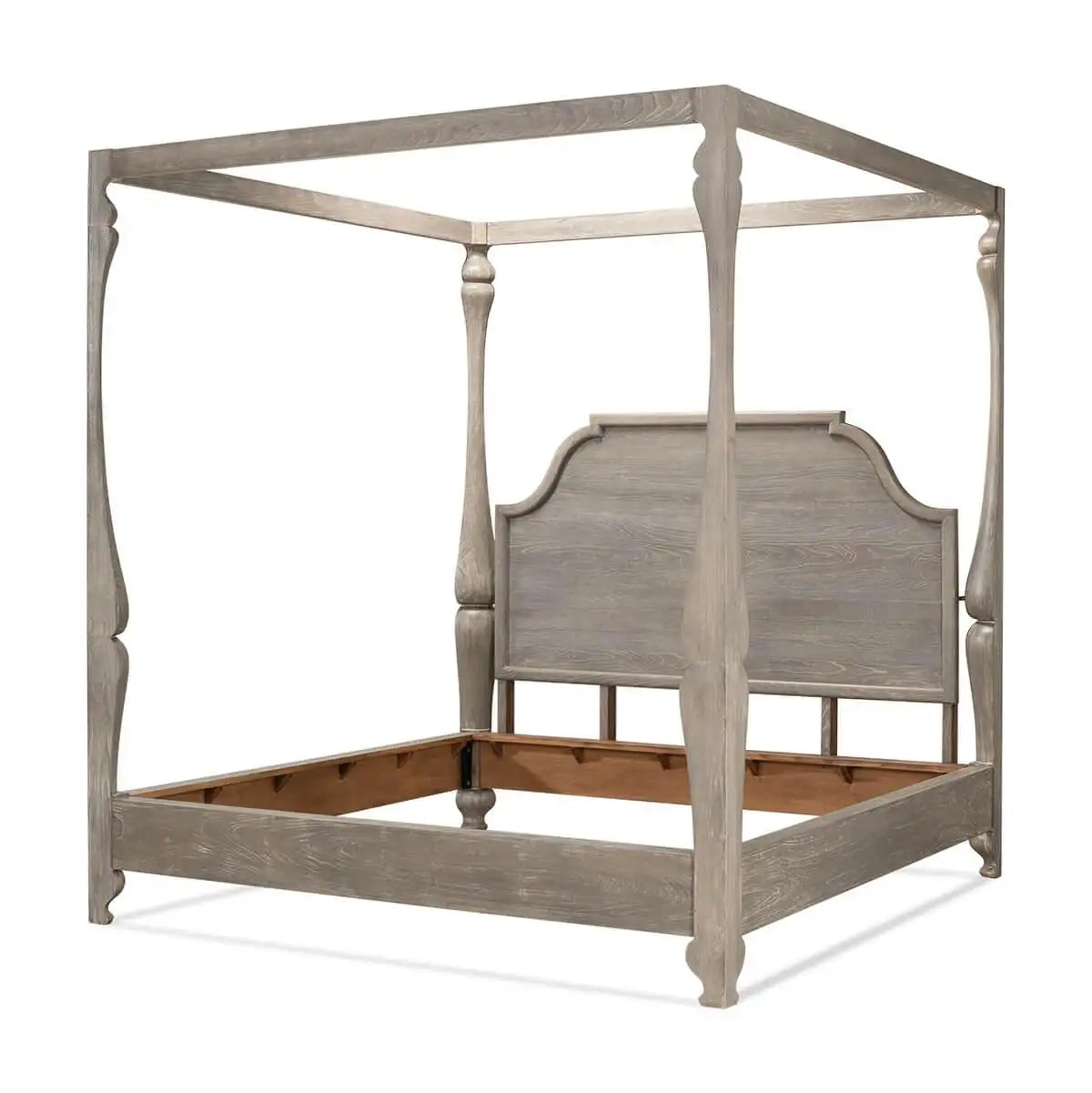European Style Canopy Bed with Grey Moonstone Finish