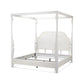 White canopy bed frame on a white background