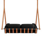 Modern Outdoor Swing Sofa with Black Leather Upholstery and Gold details