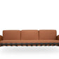 Outdoor Swing Sofa in Brown Waterproof Upholstery with Black Leather Straps