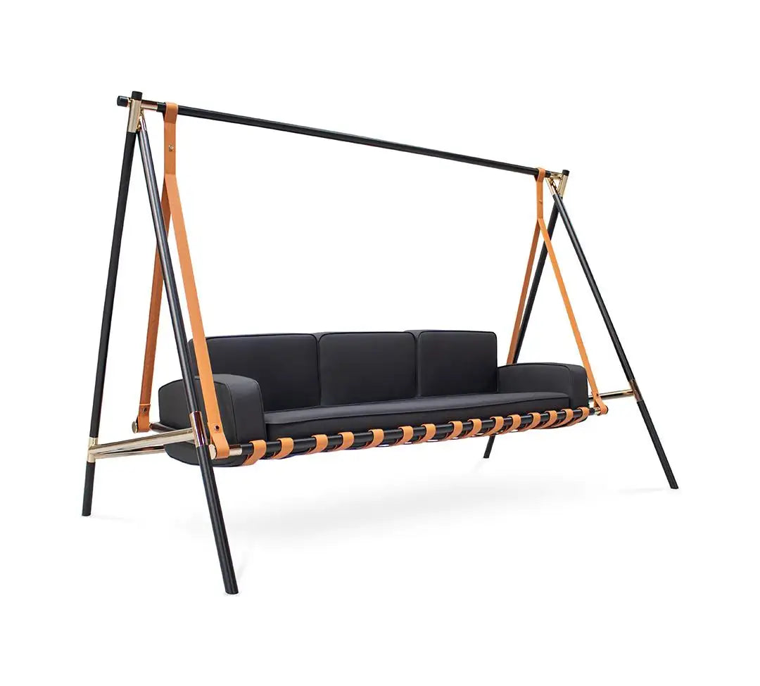 Exterior Swing with Stainless Steel Frame, Acrylic Cover, and Transparent Fabric