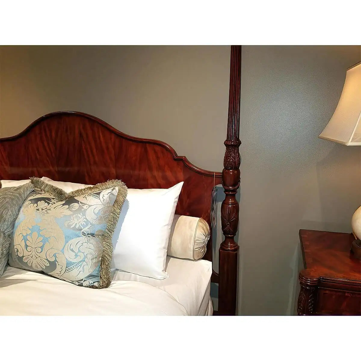 Carved Mahogany Four-Poster Queen Bed