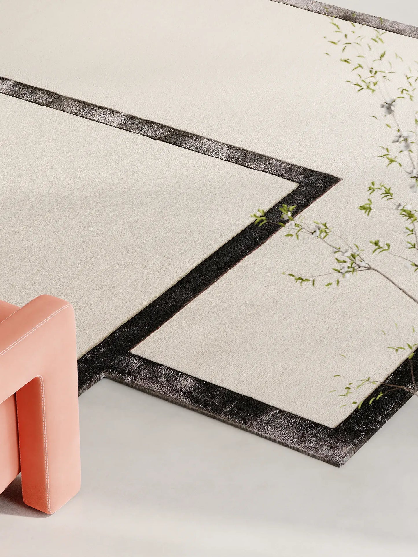 Modern Black & White Wool-Lyocell Rug