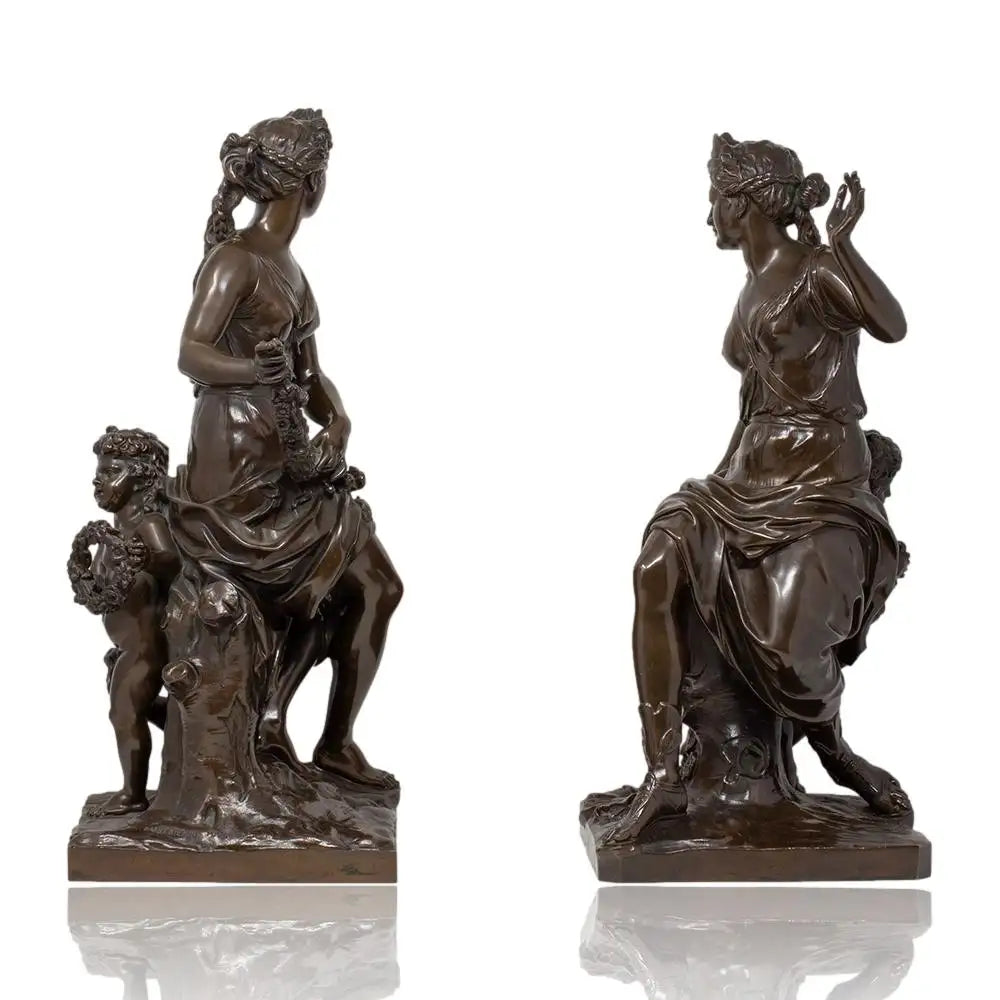 French Bronze Opposing Figures Allégorie du Printemps