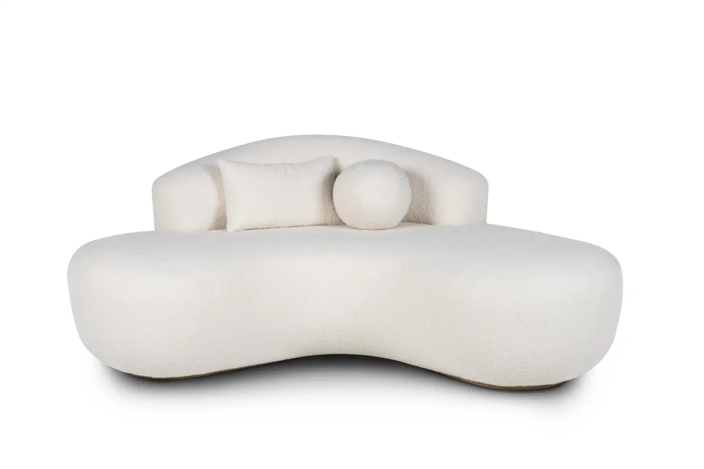 Modern white sofa with organic shape on a white background