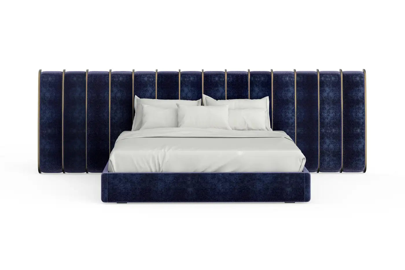 Modern Castle Bed US King Brass, Silk Velvet Handmade in Portugal