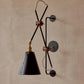 Modern Iron and Black Leather Grace Articulating Wall Sconce, Hardwired