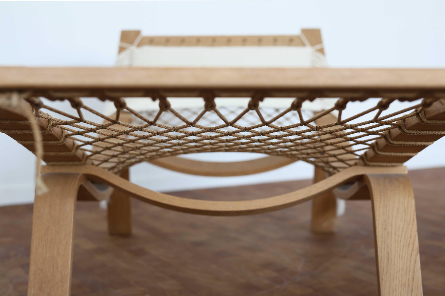 Wooden chair with woven backrest and seat