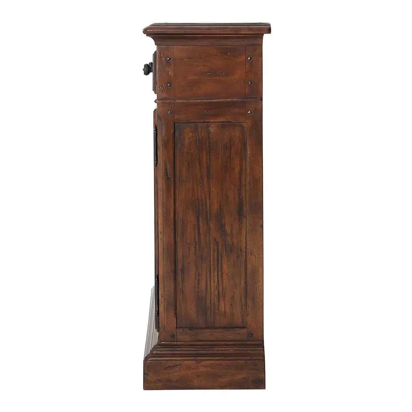 Wooden cabinet with a single door on a white background
