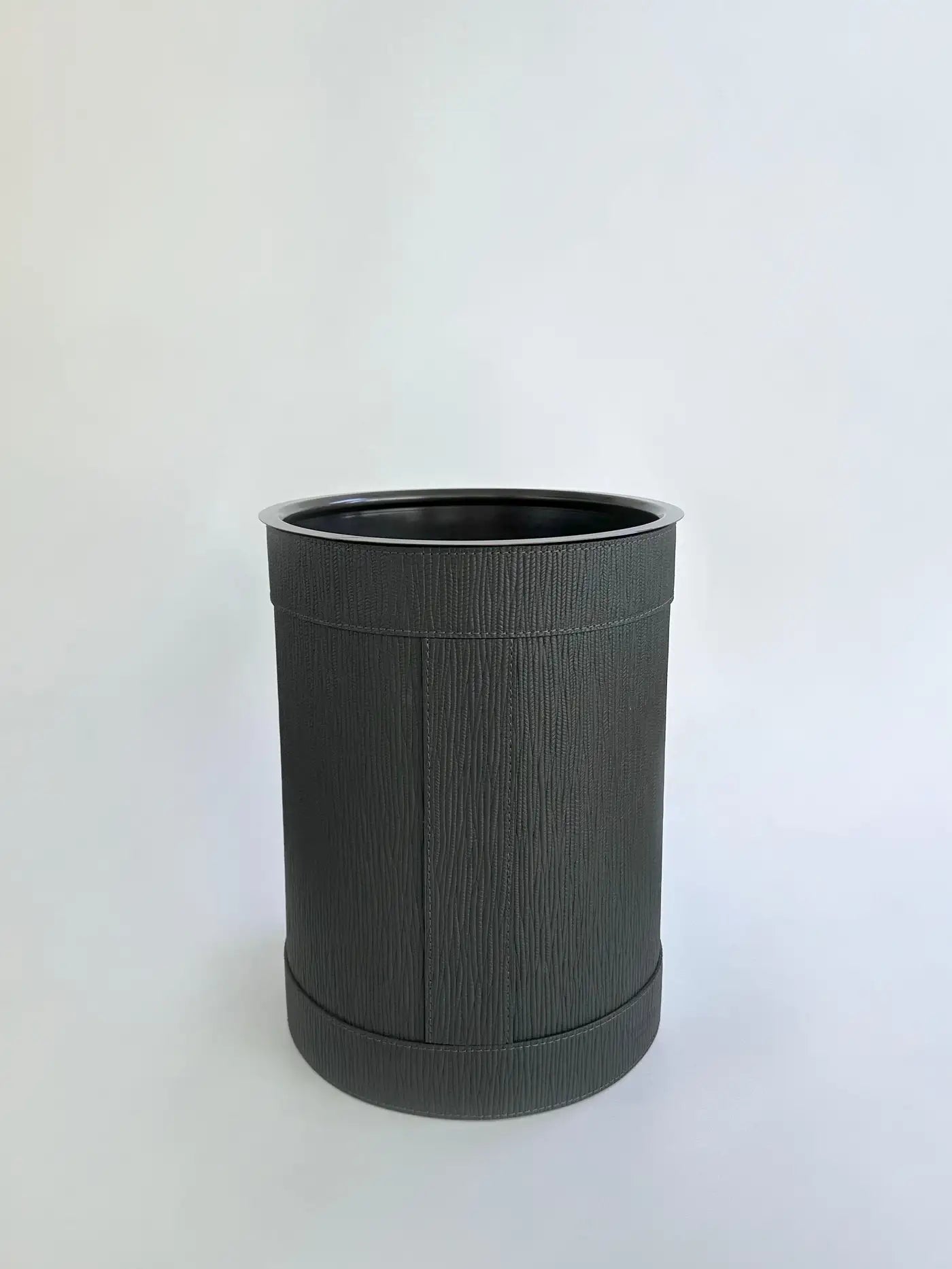 Italian Black Leather and Bronze Bathroom Accessories Se