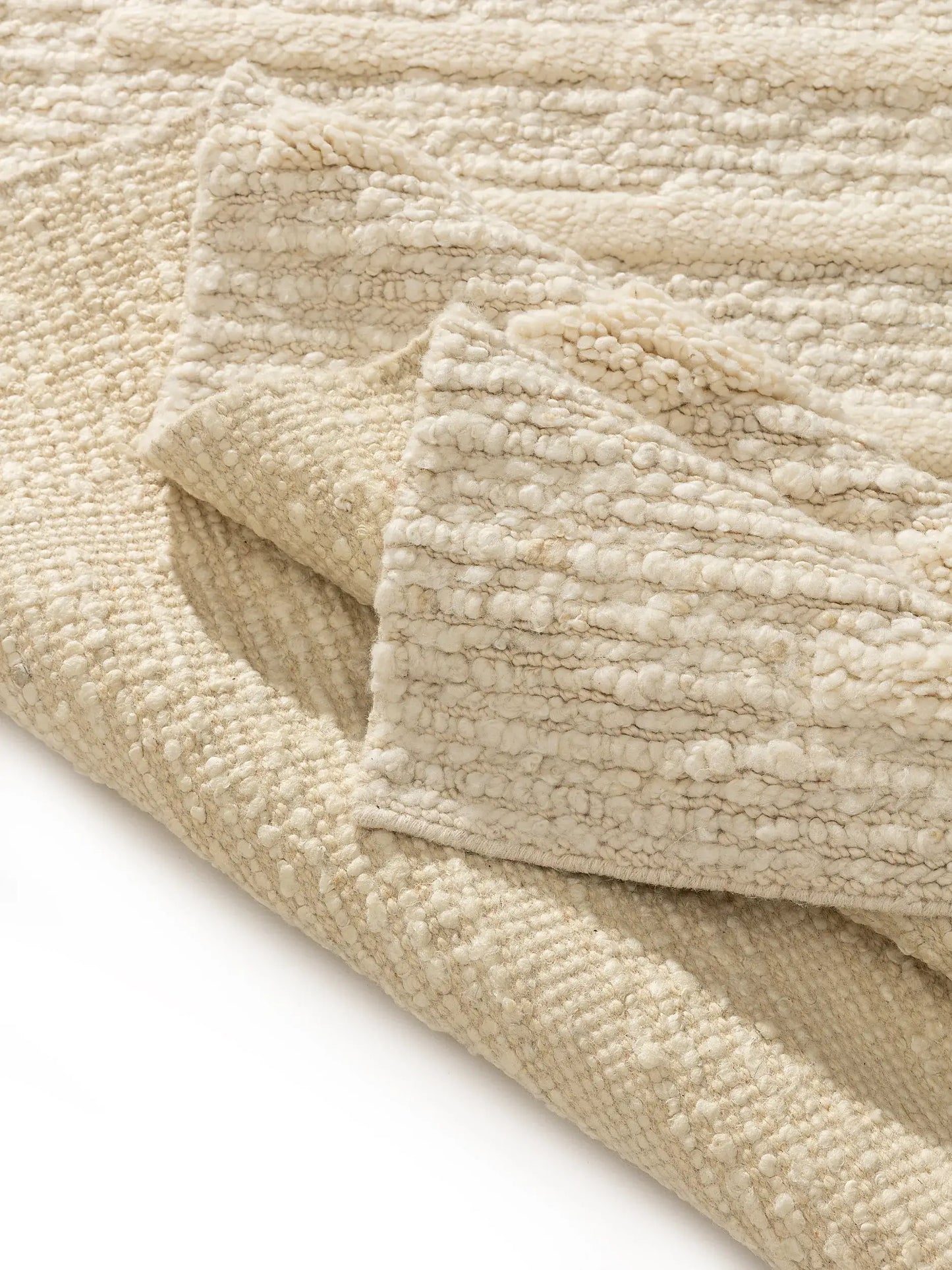 Elegant Cream Wool & Cotton Hand-Knotted Rug