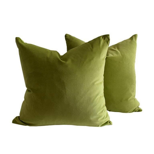 Pair of Chartreuse Green Velvet Pillow Covers – 56 x 56 cm