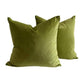 Pair of Chartreuse Green Velvet Pillow Covers – 56 x 56 cm