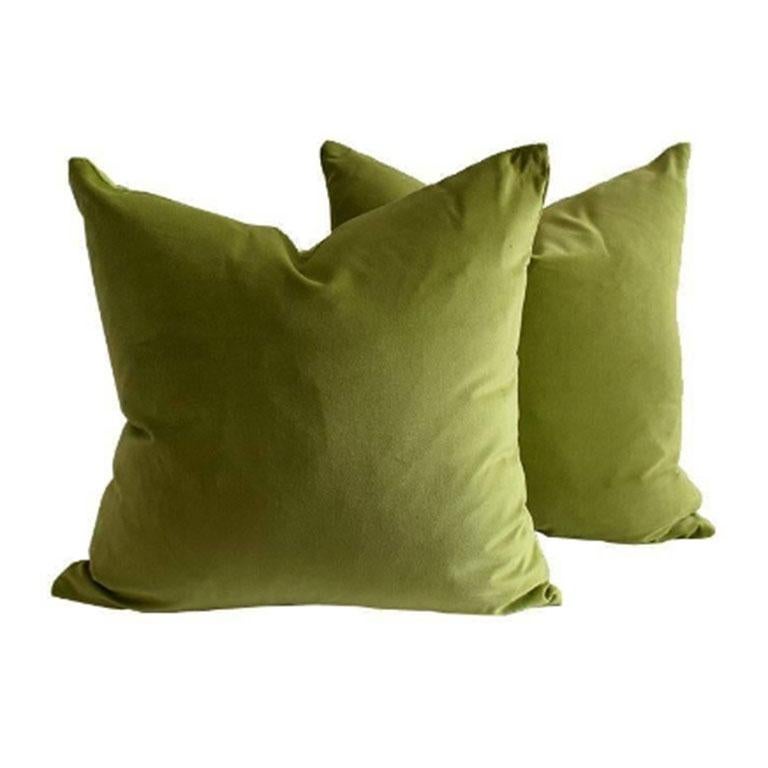 Pair of Chartreuse Green Velvet Pillow Covers – 56 x 56 cm