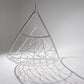 Geometric metal sculpture with triangular design on a white background