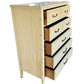 Wooden dresser with multiple drawers on a white background