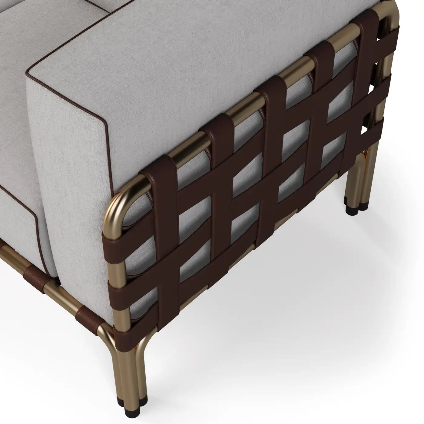 Durable Outdoor Sofa with Waterproof Fabric and Leather Details