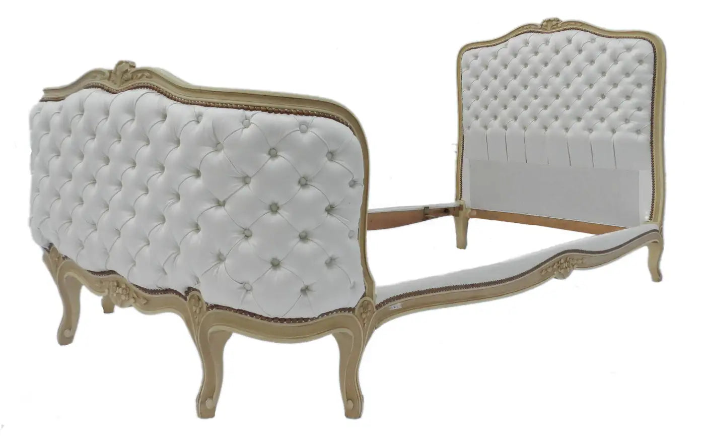 Daybed or Single Bed Upholstered Button Back French Early 20th Century